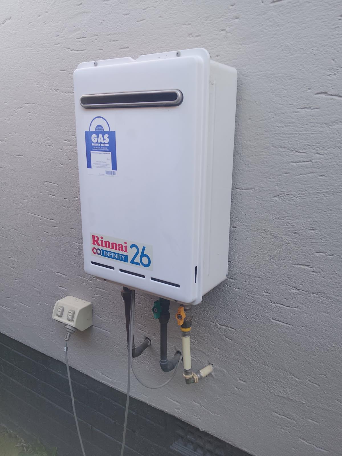 Rinnai Infinity 26 instantaneous gas hot water unit installed at a Canberra property